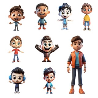 ดาวน์โหลดฟรี รูปภาพการ์ตูนเด็กผู้ชาย 3D format .png ตัดพื้นหลังออก 