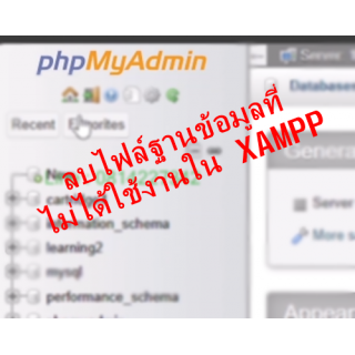 วิธีลบไฟล์ฐานข้อมูลที่ไม่ได้ใช้งานใน XAMPP (ไฟล์ที่สร้างขึ้นใน PHP MyAdmin)